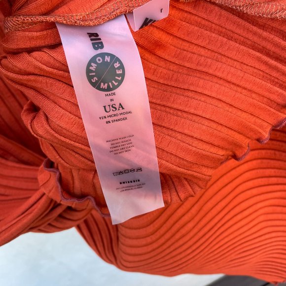 Simon Miller Wells Midi Dress in Rust Large Wide Ribbed Knit Long Sleeve - Picture 9 of 10